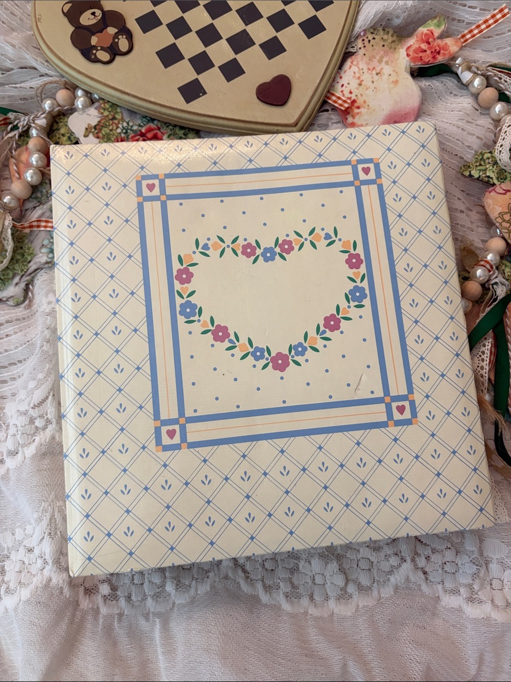 80’s Heart Large Photo Memories Keepsake  Album*Cottage Country Heart Floral